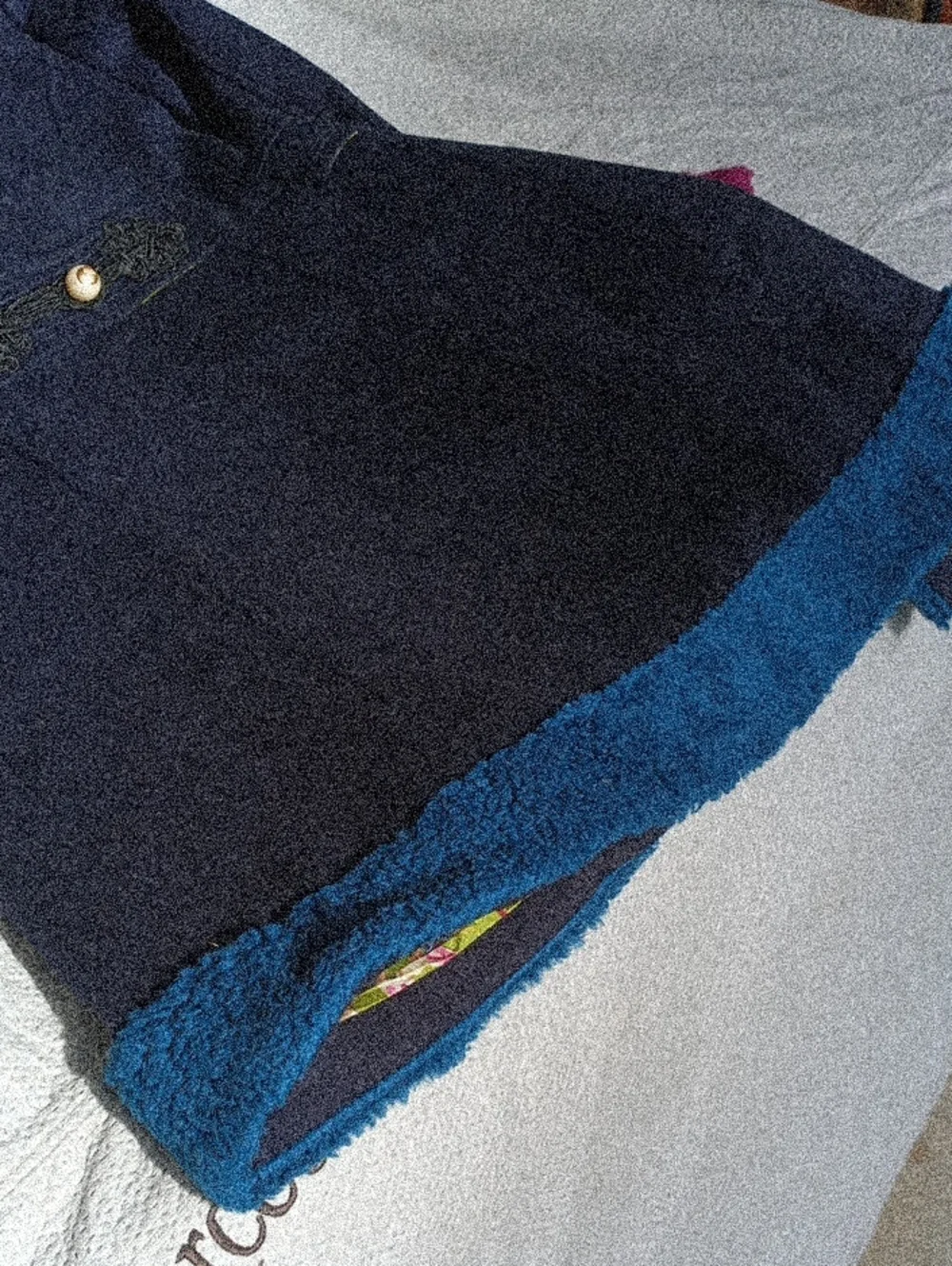 Gucci Kids Navy Pea Coat with Blue Trim & Pink Cuffs